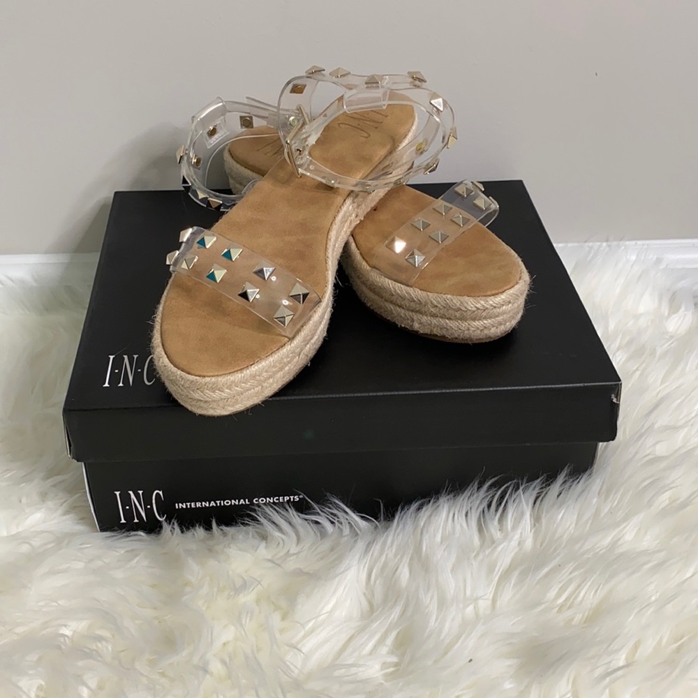 Clear Studded Espadrilles Sandals